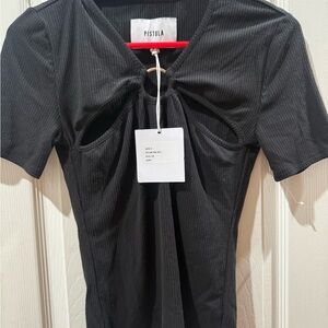 Pistola Black Cutout Ribbed Top